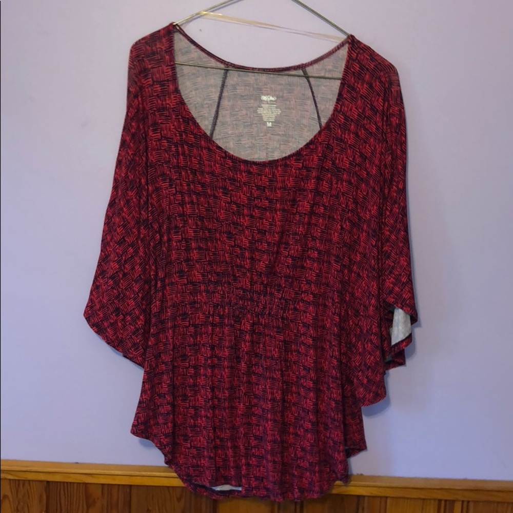 Mossimo Pink Flutter Sleeve Shirt Medium